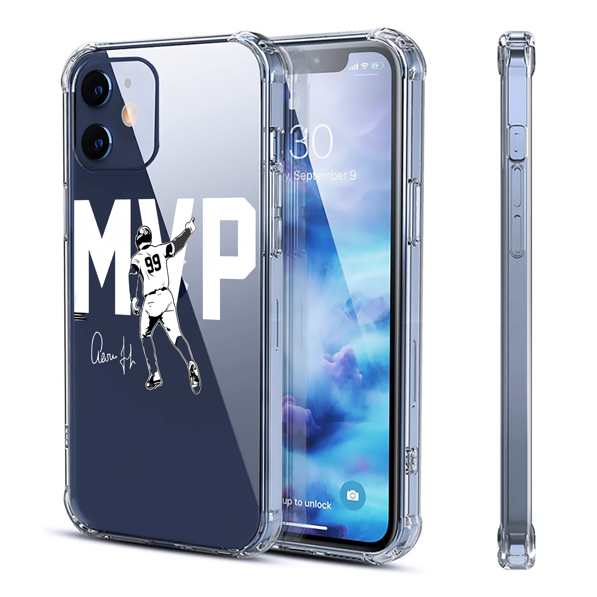 Aaron Judge MVP Clear IPhone 12 Case – Soft TPU With UV Print – Enhanced Drop Protection, Precise Fit, Anti-Fingerprint, Customizable Design, Scratch-Resistant, Yellow-Resistant